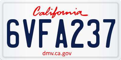 CA license plate 6VFA237