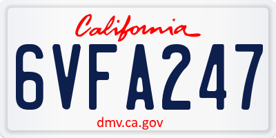 CA license plate 6VFA247