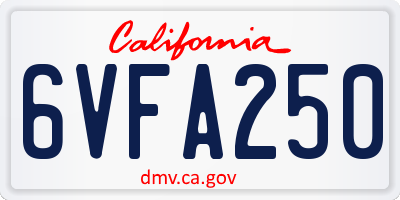 CA license plate 6VFA250