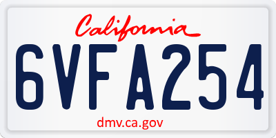 CA license plate 6VFA254