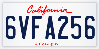 CA license plate 6VFA256