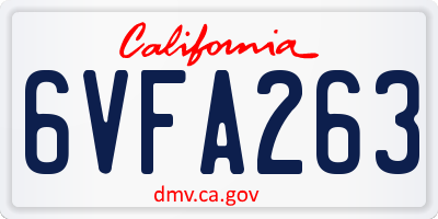 CA license plate 6VFA263