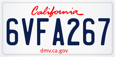CA license plate 6VFA267