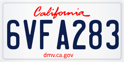 CA license plate 6VFA283