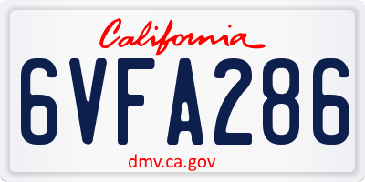 CA license plate 6VFA286