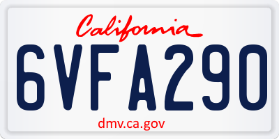 CA license plate 6VFA290