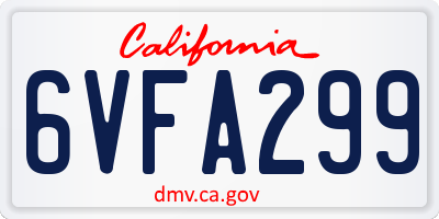 CA license plate 6VFA299