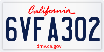 CA license plate 6VFA302