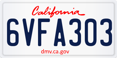CA license plate 6VFA303