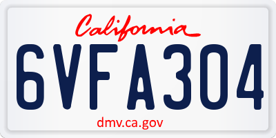 CA license plate 6VFA304