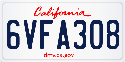CA license plate 6VFA308