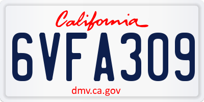 CA license plate 6VFA309