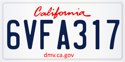 CA license plate 6VFA317