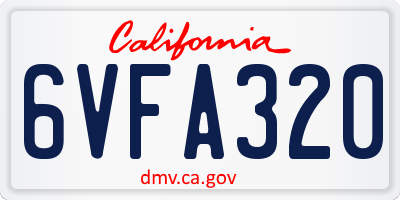 CA license plate 6VFA320