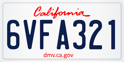 CA license plate 6VFA321