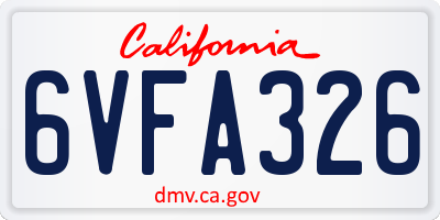 CA license plate 6VFA326