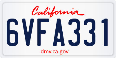 CA license plate 6VFA331