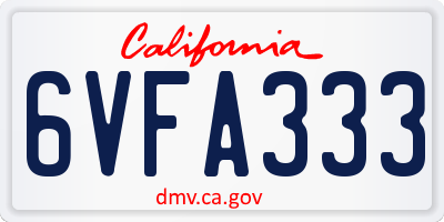 CA license plate 6VFA333