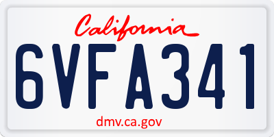 CA license plate 6VFA341