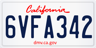 CA license plate 6VFA342