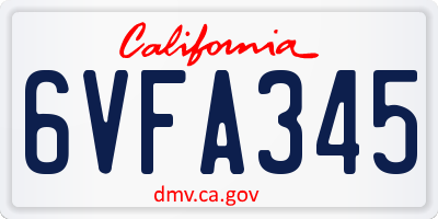 CA license plate 6VFA345