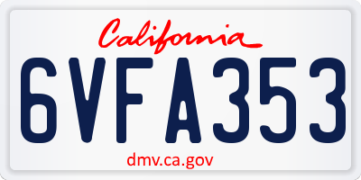 CA license plate 6VFA353