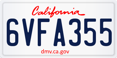 CA license plate 6VFA355