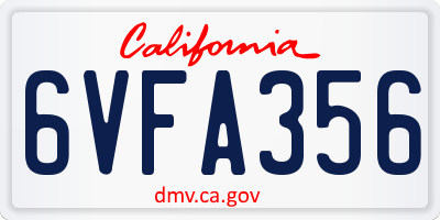 CA license plate 6VFA356
