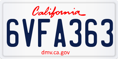 CA license plate 6VFA363