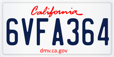 CA license plate 6VFA364