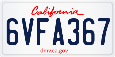 CA license plate 6VFA367