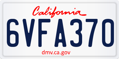 CA license plate 6VFA370