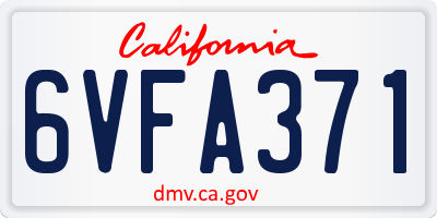CA license plate 6VFA371