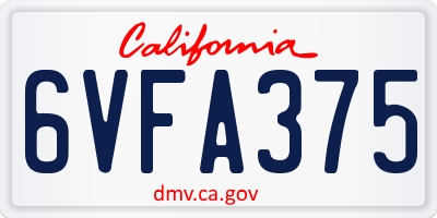 CA license plate 6VFA375