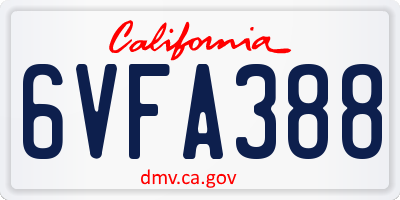 CA license plate 6VFA388