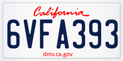 CA license plate 6VFA393