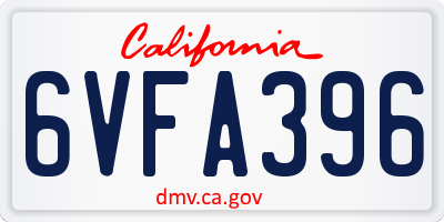 CA license plate 6VFA396