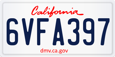 CA license plate 6VFA397