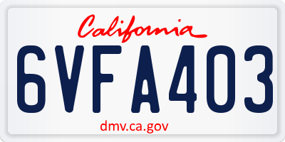 CA license plate 6VFA403