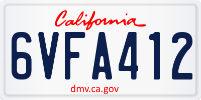 CA license plate 6VFA412