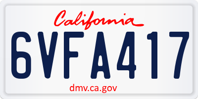 CA license plate 6VFA417