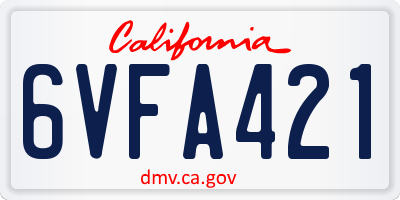 CA license plate 6VFA421