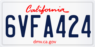 CA license plate 6VFA424