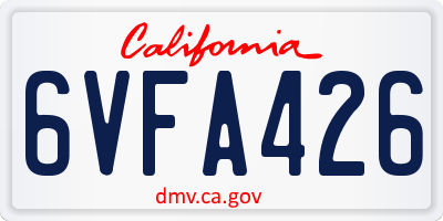 CA license plate 6VFA426