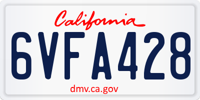 CA license plate 6VFA428