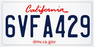 CA license plate 6VFA429
