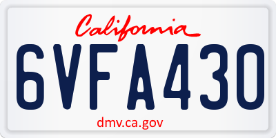 CA license plate 6VFA430