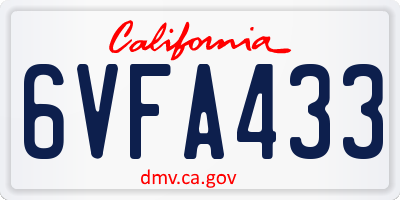 CA license plate 6VFA433