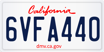 CA license plate 6VFA440