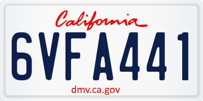 CA license plate 6VFA441